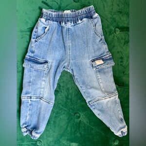 Zara Blue Denim Cargo Joggers